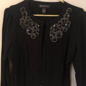 INC Black Sweater with Embellishments (Petite M)